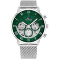 Original Tommy Hilfiger Legend Men's Watch - Silver Mesh Steel & Green Skeleton Dial (1710567)