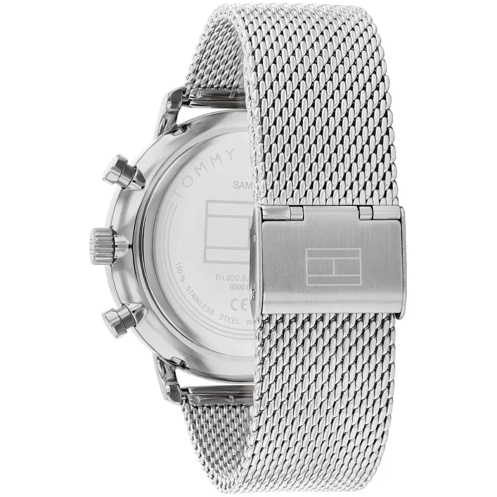 Original Tommy Hilfiger Legend Men's Watch - Silver Mesh Steel & Green Skeleton Dial (1710567)