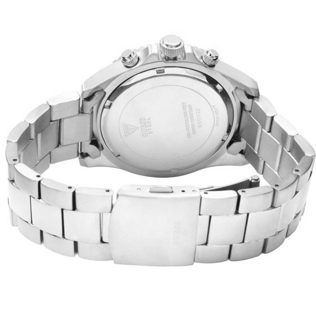 Guess Chaser Chronograph W0170G1 Silver Case Black Dial Silver Metal Men's Watch