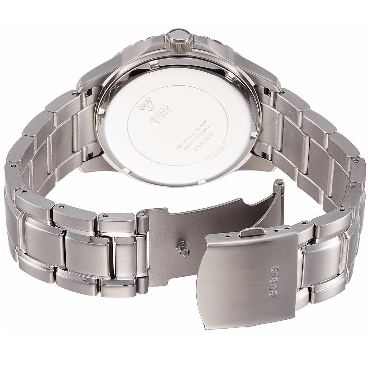 Guess Horizon W0379G3 Silver Tone Blue Dial Chronograph Look Watch